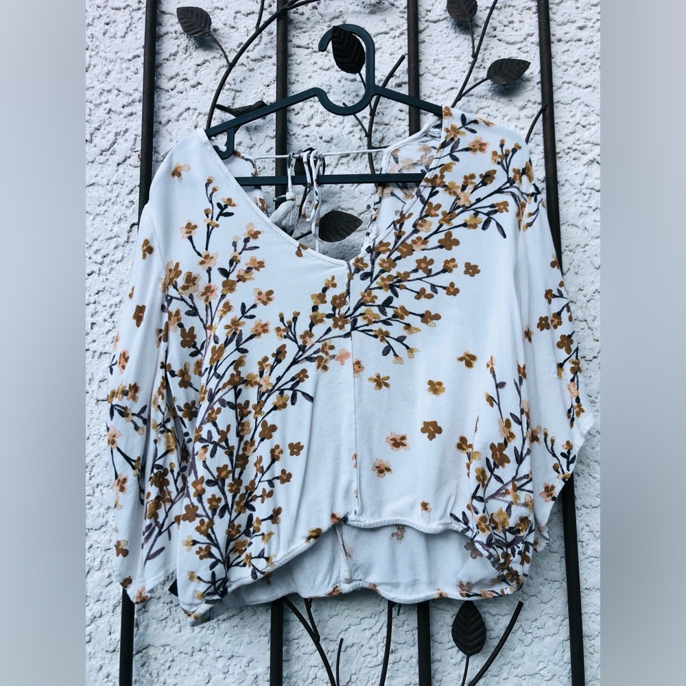 Lovestitch Floral Blouse - White and Brown